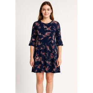 Pink Rose Juniors Floral Dress with Bell  Midi sleeves Size XL
